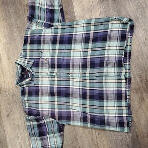 Vintage Phat Farm Button Up Shirt Short Sleeve‎ Men's Size: XXXL Blue Plaid